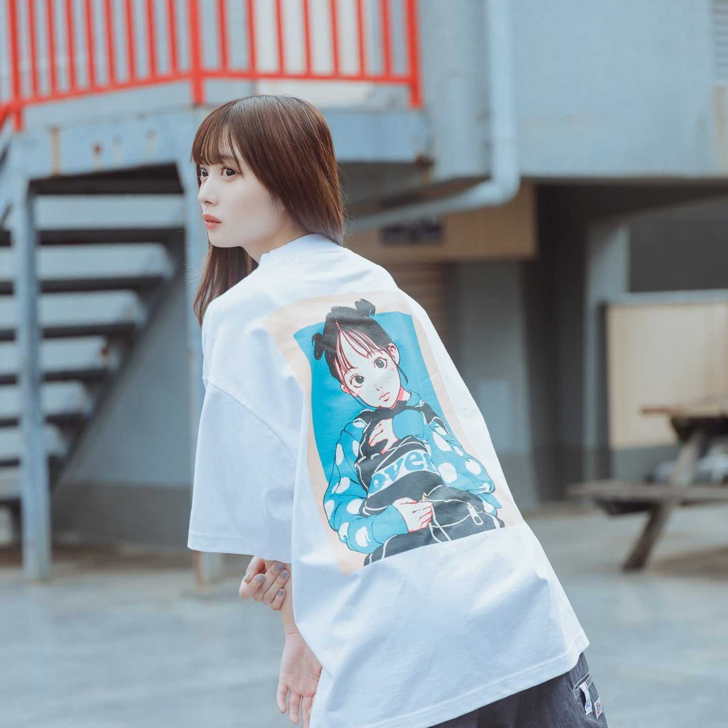 【完売御礼 公式オンライン限定カラー】EDGELINK×over print BAG GIRL Tee <White>