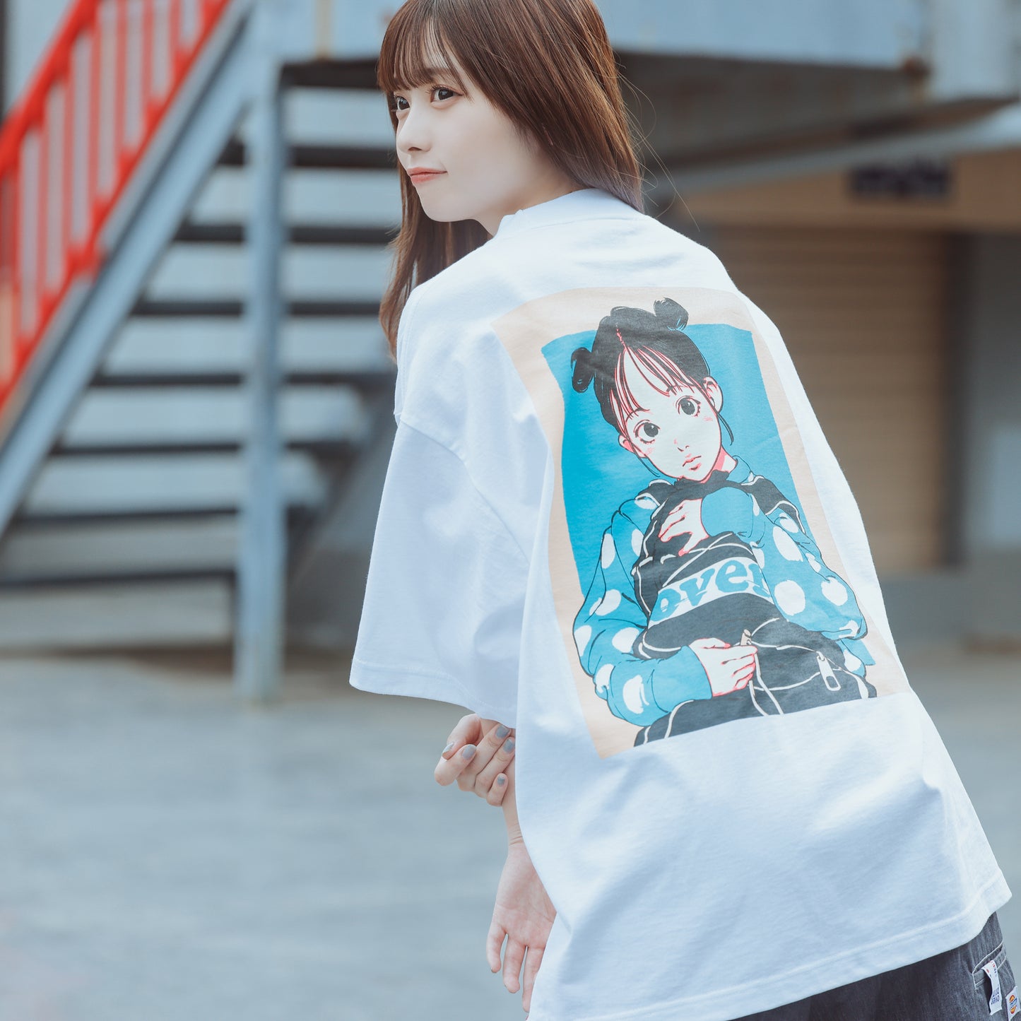 【完売御礼 公式オンライン限定カラー】EDGELINK×over print BAG GIRL Tee <White>